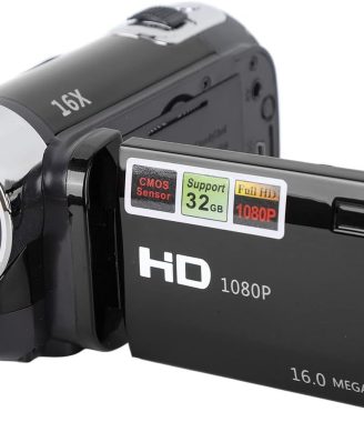 1080P HD Camcorder, 16MP DV Camera with 16x Digital Zoom, 2.7in TFT Rotatable Screen, Built-in Speakers, USB (Black)